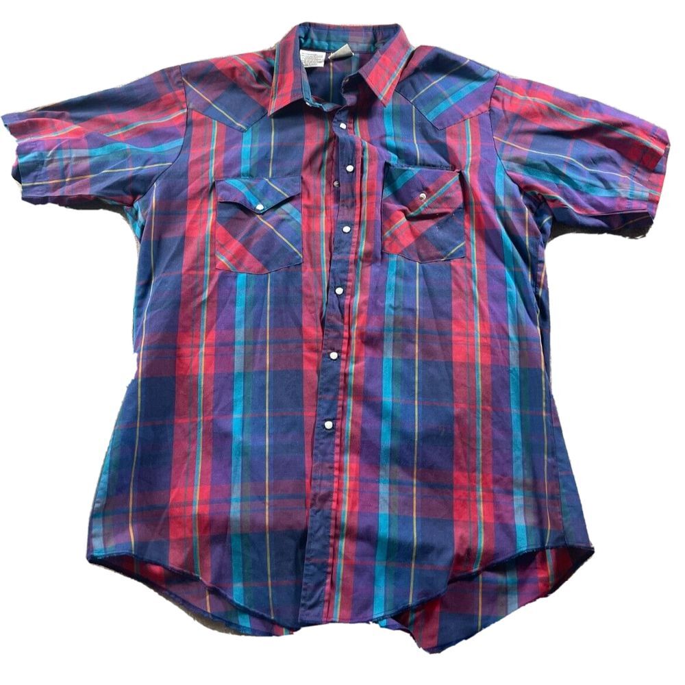 Western‎ Frontier Pearl Snap Button Shirt Mens Large Western Cowboy Rodeo